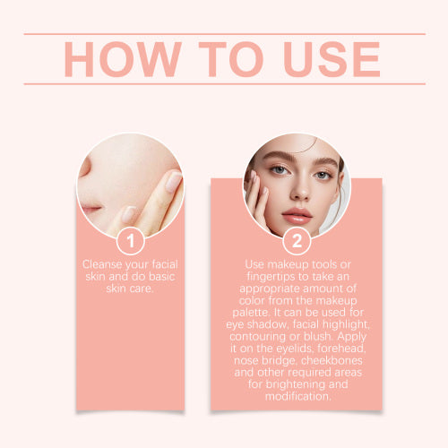 Multi-use makeuppalet: øjenskygge, kontur, rouge og highlighter