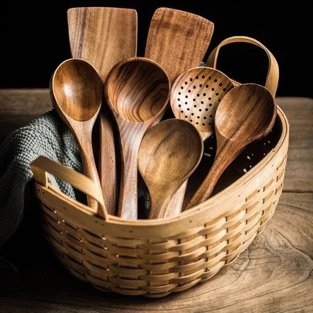 Teak Elegance - Teak Træ Køkkenredskabssæt (7-delt sæt)