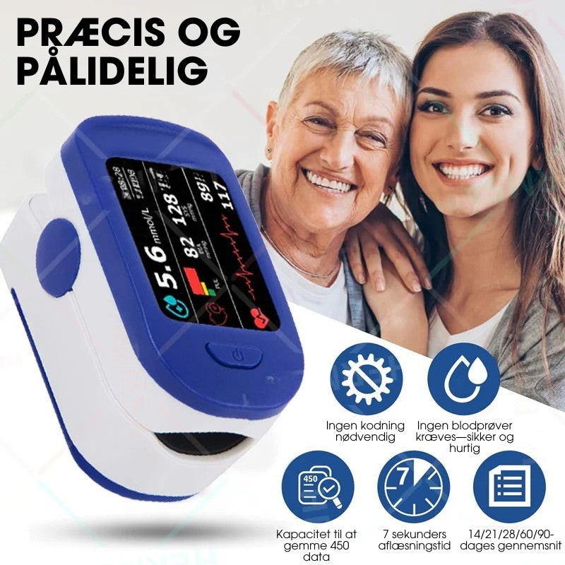 Målesæt med fingerpulsoximeter og DS-6 blodsukkermåler