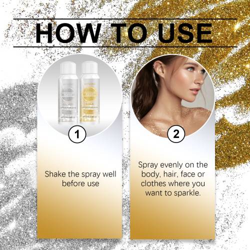 Guld og sølv body glitterspray