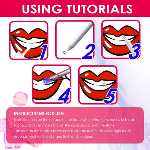 Krystal tandsmykke-sæt med UV-lim