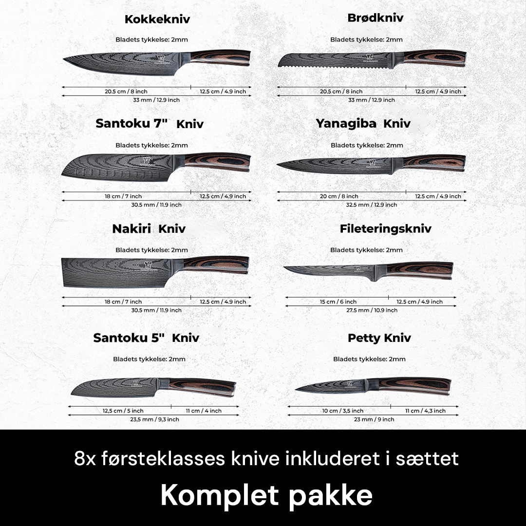 Premium Knivsæt 8 dele