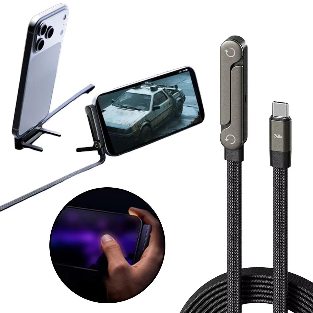 PrettyCharge™ – Prettynomisk 2-i-1 opladerkabel med integreret telefonholder