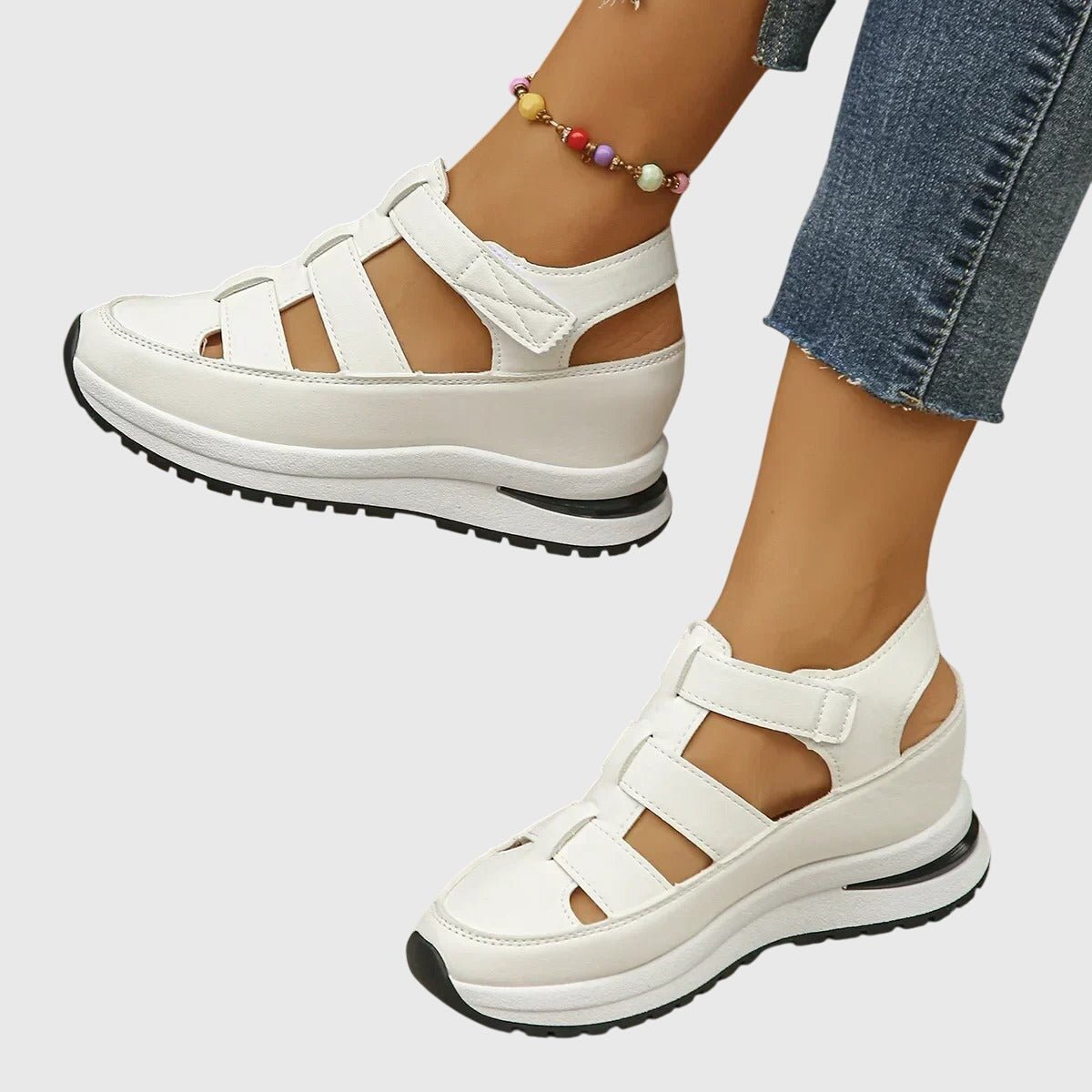 Selma – sandaler med anatomisk formet fodseng – Hvid