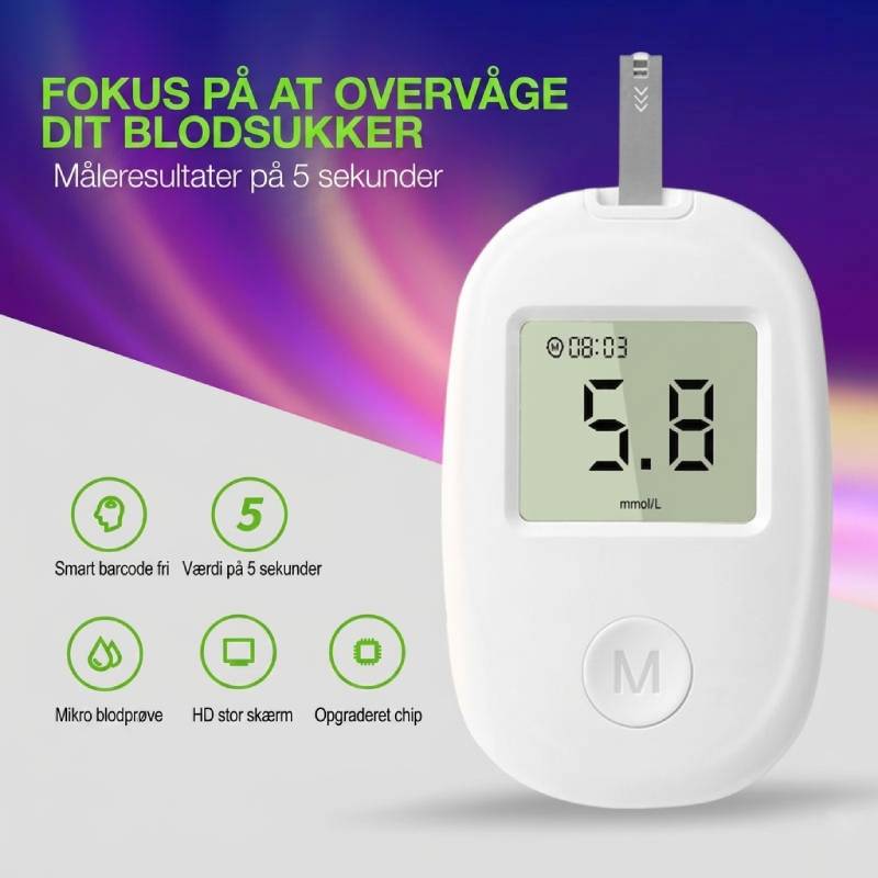 Målesæt med fingerpulsoximeter og DS-6 blodsukkermåler