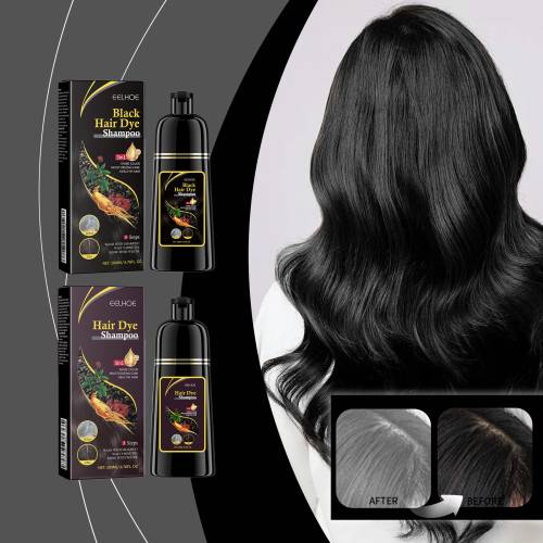 Sort urte farveshampoo med ginseng og reishi