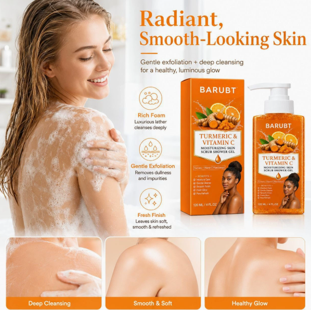 Gurkemeje og C-vitamin eksfolierende showergel