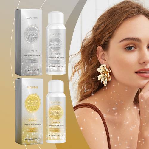 Guld og sølv body glitterspray