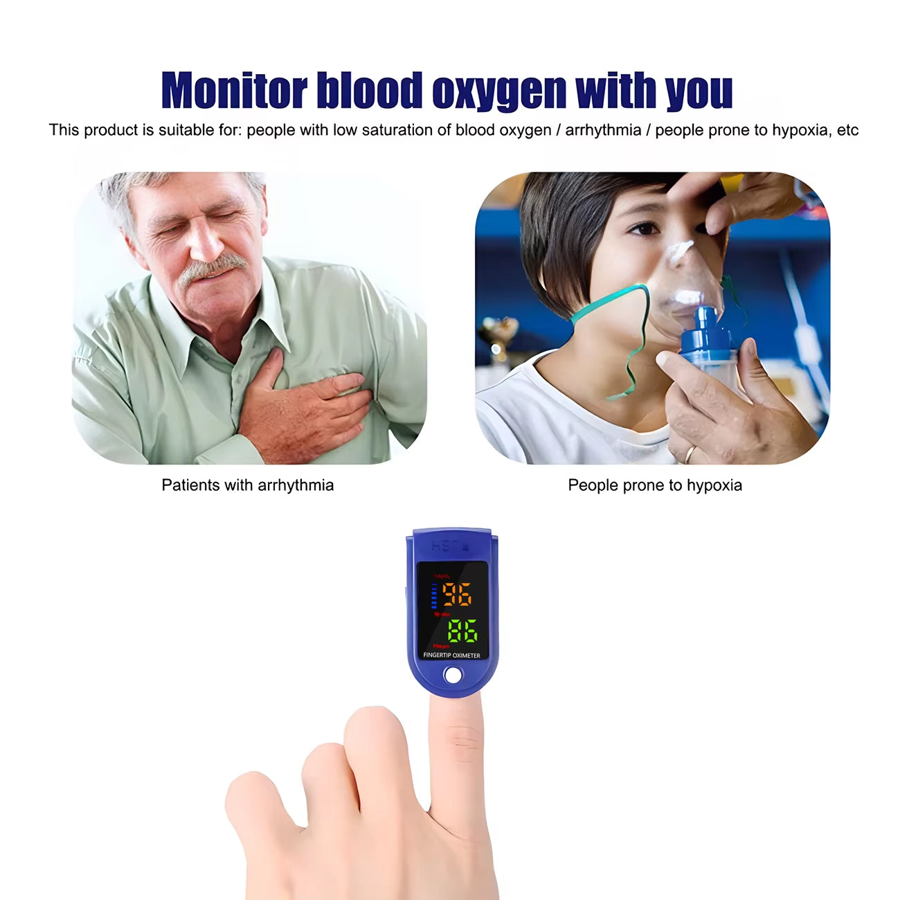 Målesæt med fingerpulsoximeter og DS-6 blodsukkermåler