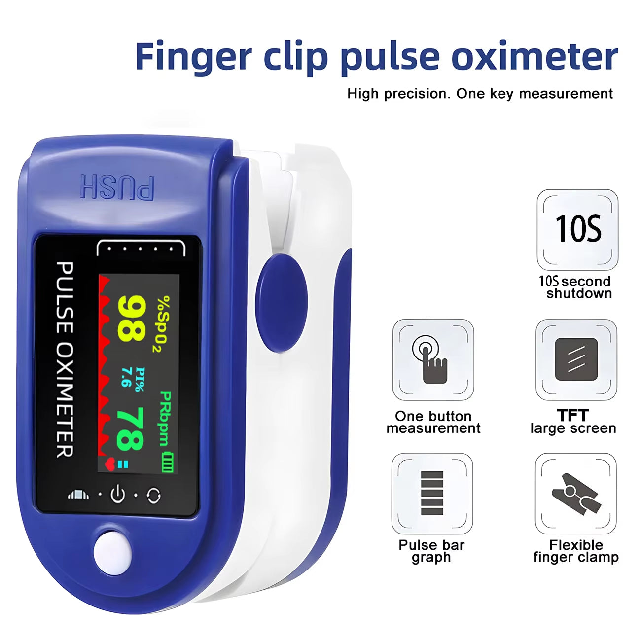 Målesæt med fingerpulsoximeter og DS-6 blodsukkermåler