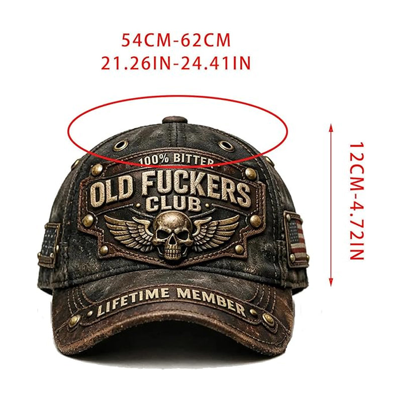 Old Fuckers Club™ Vintage Kasket – Rå Stil & Humor